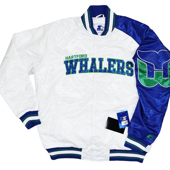 Starter Hartford Whalers NHL Snap Front Quilted Satin Men's Jacket NWT - Picture 4 of 6